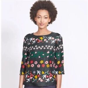 Boden Aria Folklore Birds Hearts Blouse